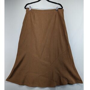 White Stag Petite Tierra Brown Flare Midi Skirt Side Zip Size 10P